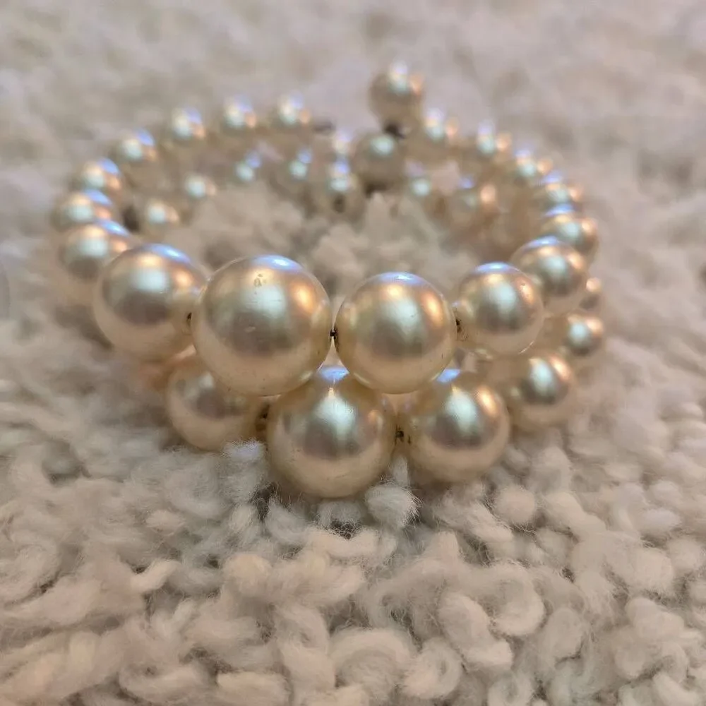 Vintage Pearl Bracelet 2 Strand Ivory Cuff